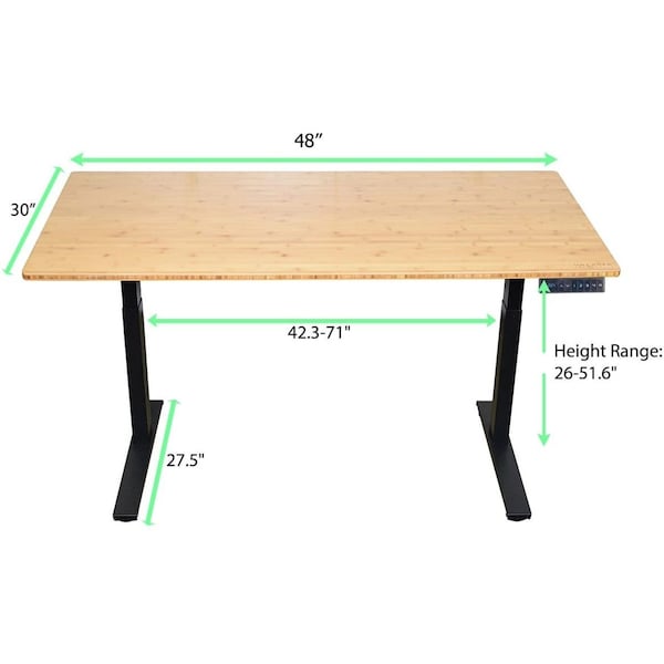 RiseUpElectricStandingDesk48X30BambooDesktopSitStandOffice,RUbb48